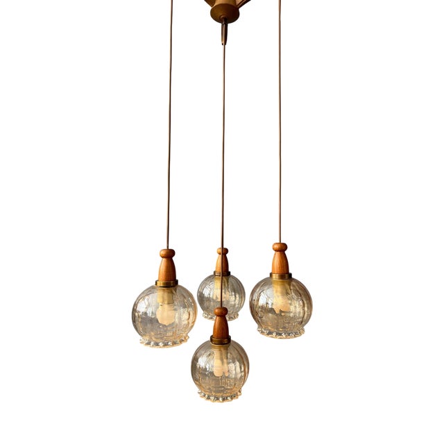 Vintge Glass Cascade Pendant Lamp from Hustadt Leuchten For Sale