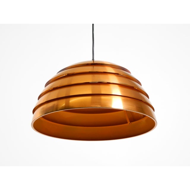 Original 1960s hans-agne jakobsson louvered pendant lamp manufacturer: markaryd. Made in sweden. brass shade with copper...