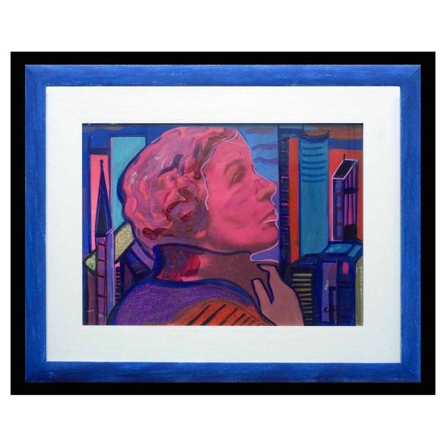 Carlo Massimo Franchi, Gae Aulenti, Mixed Technique on Opal Acrylic Glass For Sale