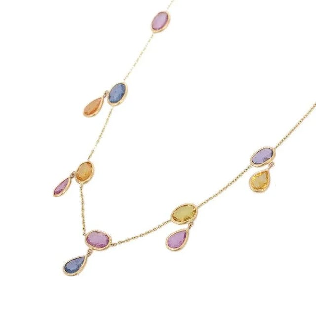 18k Yellow Gold 12.17ct Multi Gemstone Charm Necklace by VRJewels For Sale - Image 4 of 13