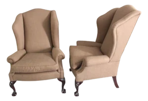 George Smith LTD Tan Wingback Chairs - Set of 2