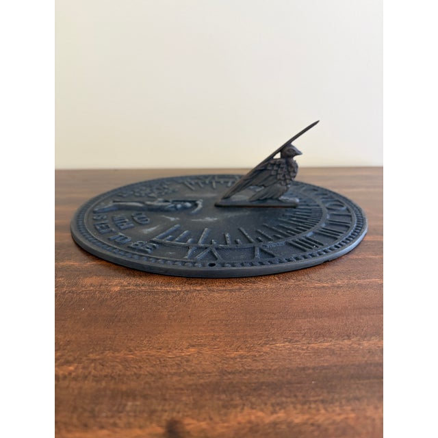 Vintage English Country Iron Garden Sundial "Grow Old Along With Me" For Sale In South Bend - Image 6 of 7