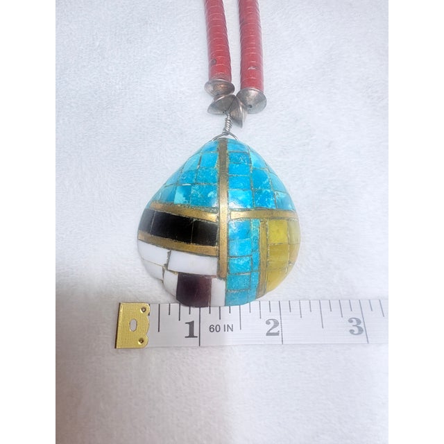 1990s Handcrafted Southwestern Style Mosaic Pendant • Jasper, Aventurine, Onyx For Sale - Image 10 of 10