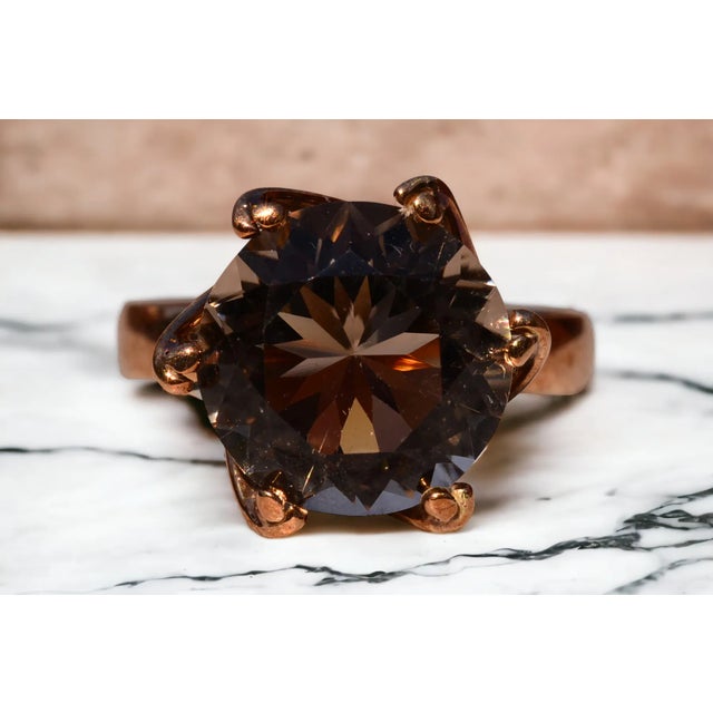 The Lazy Point: Mid Century Modern Smokey Quartz Ring For Sale - Image 4 of 12