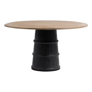 Blackwell Two Tone Modern Rustic Pedestal Dining Table For Sale