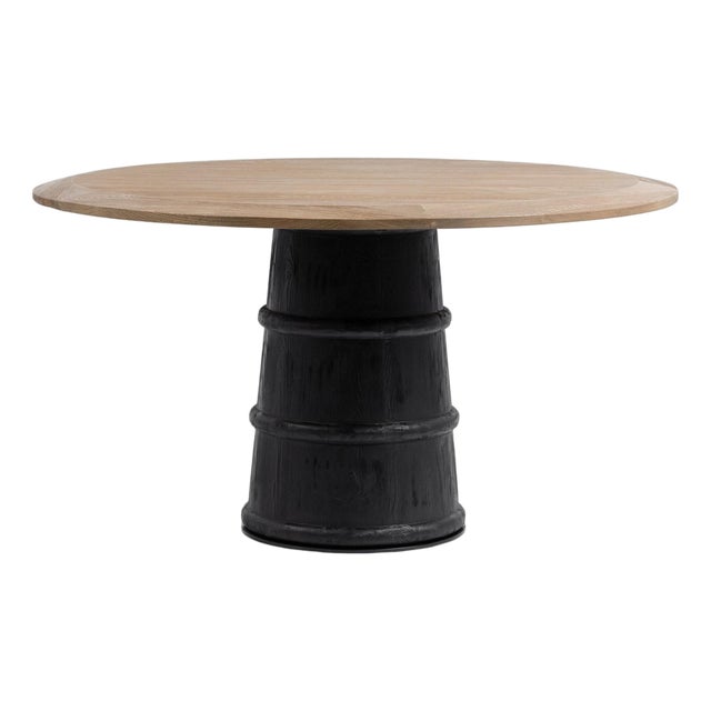 Blackwell Two Tone Modern Rustic Pedestal Dining Table For Sale