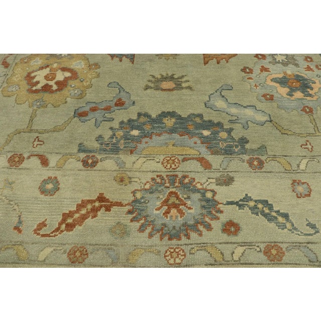 Textile Light Green Turkish Oushak Rug - 09'02 X 12'06 For Sale - Image 7 of 11