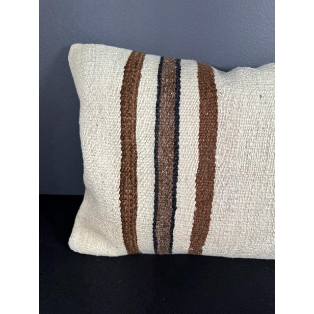 Contemporary Turkish Hemp Pillow Cushion Natural Beige Brown Pillow Cushion Cover 16" x 24" For Sale - Image 3 of 4