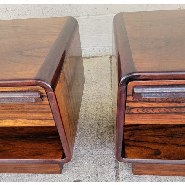 Brown Scandinavian Modern Rosewood Nightstands by Westnofa a Pair For Sale - Image 8 of 12