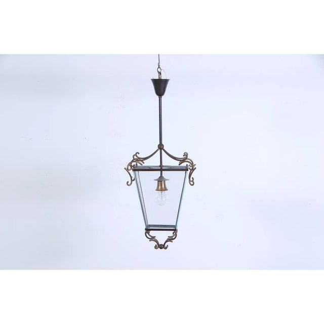 Vintage Suspension Light in Ground Glass, 1950s For Sale - Image 4 of 8