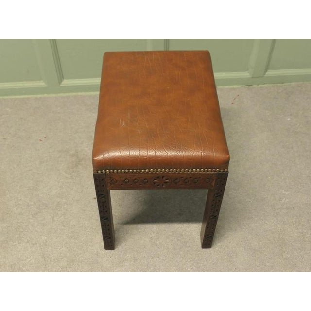 Carved Upholstered Tan Window Stool, 1930 For Sale - Image 4 of 8