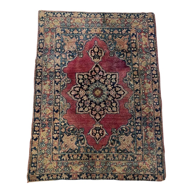Exquisite Antique Persian Kerman Lavar Rug 2.1' X 3.2' (64cm X 98cm) 1880s For Sale