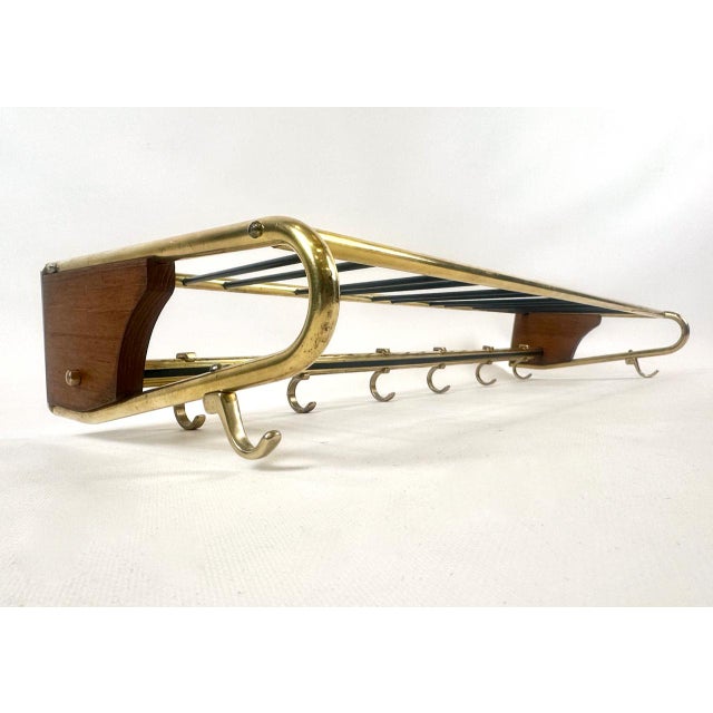 Mid-Century Teak and Brass Coat Rack, 1950s For Sale - Image 16 of 18