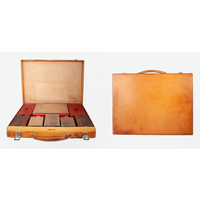 1960s Mid-Century Modern leather travel case with vanity/grooming set by the luxury brand Hermès Paris, France By: Hermès...