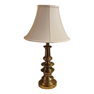 1970s Stiffel Brass Tiered Candlestick Vintage Table Lamp For Sale