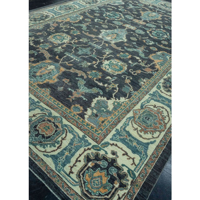 Navy Blue Turkish Oushak Antique Look Rug 10' x 15' #20059 For Sale - Image 8 of 8