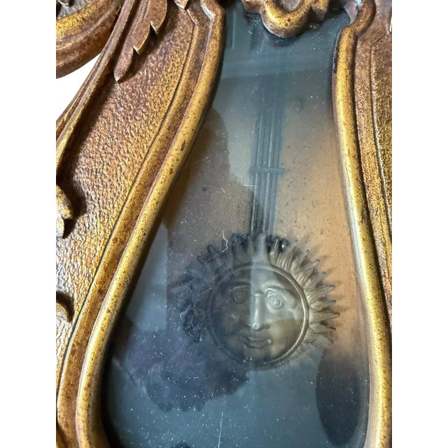 Refurbished Beaux Art Griffin Antique Wall Regulator Clock Embossed. Sun Pendulum. Featuring Griffin Figures. For Sale - Image 9 of 9