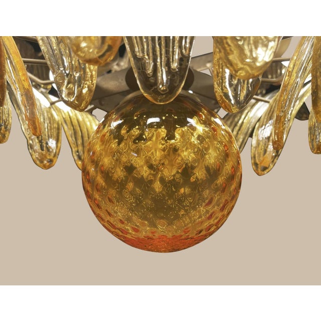 Murano Murano Amber Palm Glass Chandelier – Hand Made in Italy For Sale - Image 4 of 4