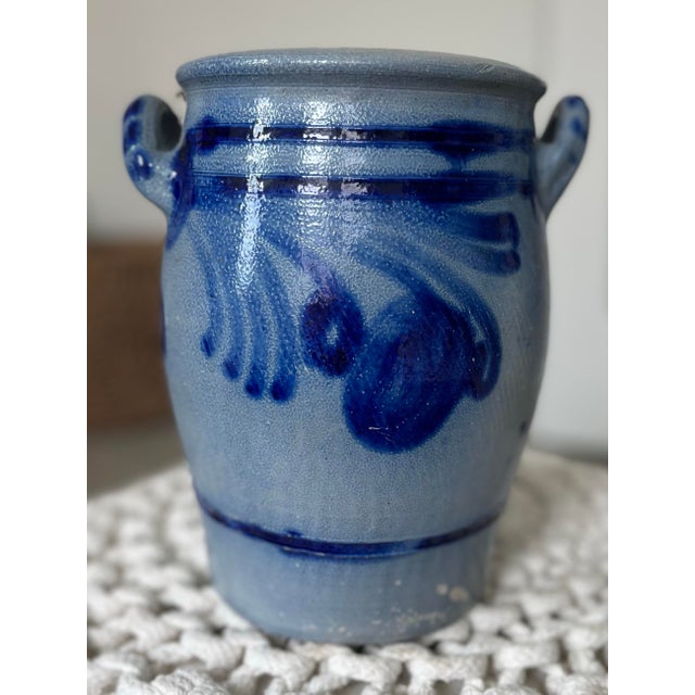 1930s German Westerwald Salt-Glazed Stoneware Farmhouse Crock For Sale - Image 4 of 11