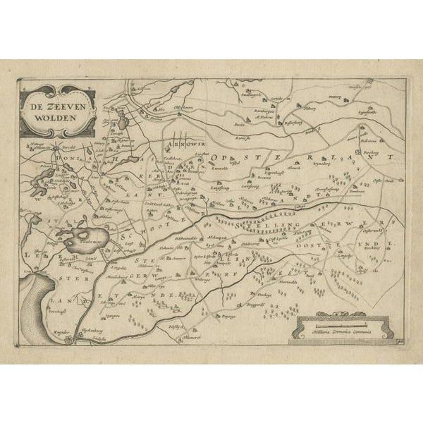 Antique Map of the Region of Zevenwouden, 1660 For Sale