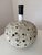 Very large, ballshaped danish ceramic table lamp in the style of Sejer, signed but not identified artist. matt off white...