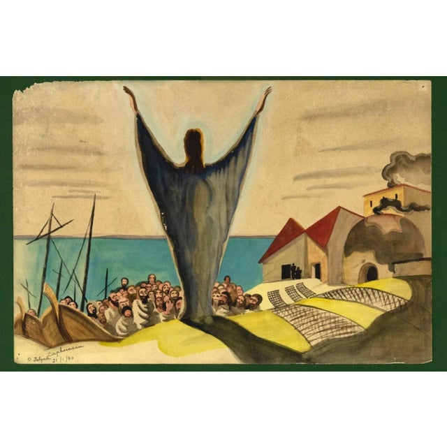 Jean Raymond Delpech, Capernaum, Mixed Media, 1940 For Sale - Image 3 of 3