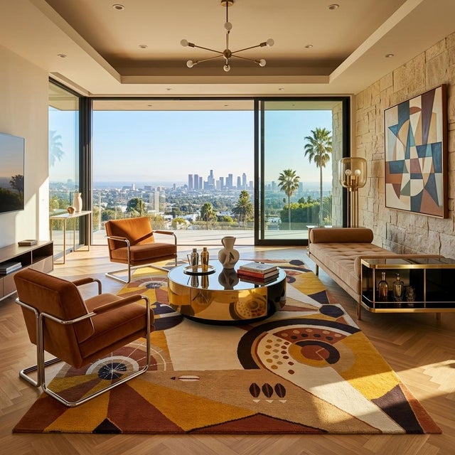 1950s Constructivist Mechanical Futuristic Rug/Tapestry. Made in France in pure wool. This rug/tapestry features a one-of-...