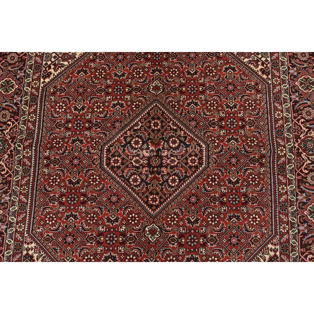 2000 - 2009 Bidjar Rug 4’8” X 6’6” Red Wool Vintage Traditional Hand-Knotted Carpet For Sale - Image 5 of 12