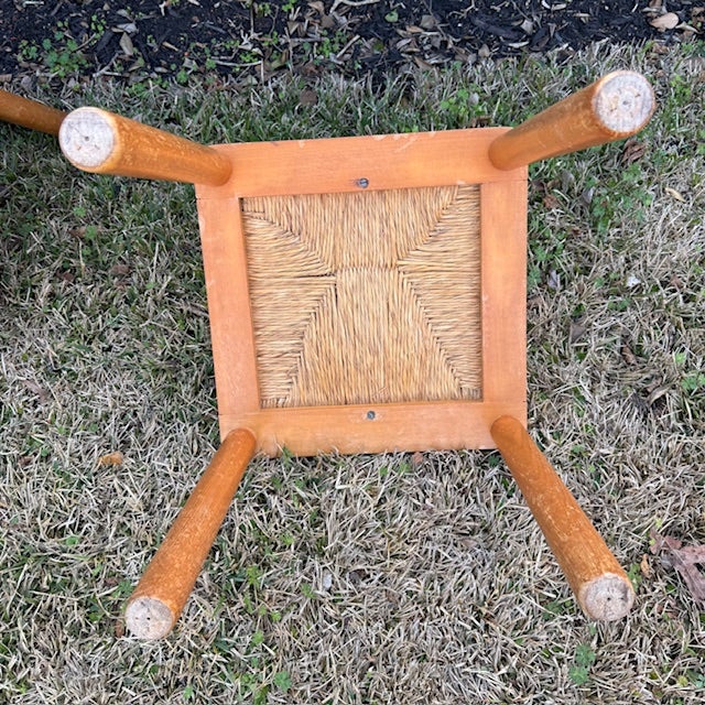 Set of 2 Early 20th Century Solid Wood Rush Seat Dining Chairs For Sale - Image 13 of 14