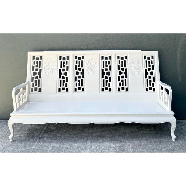 Vintage Asian Chinoiserie Lacquered Sofa For Sale In West Palm - Image 6 of 12