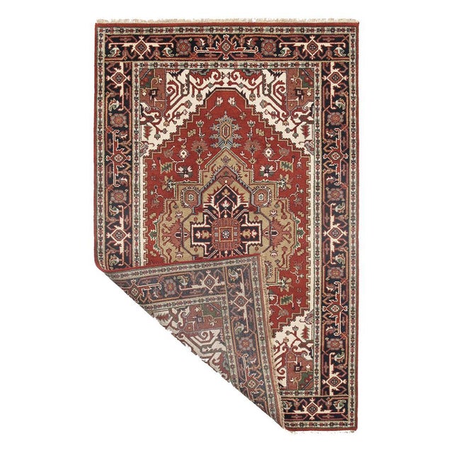 Persian Serapi design rug. Handmade and hand-knotted in fine lambswool on a cotton foundation. Vegetable dyed hand-spun...