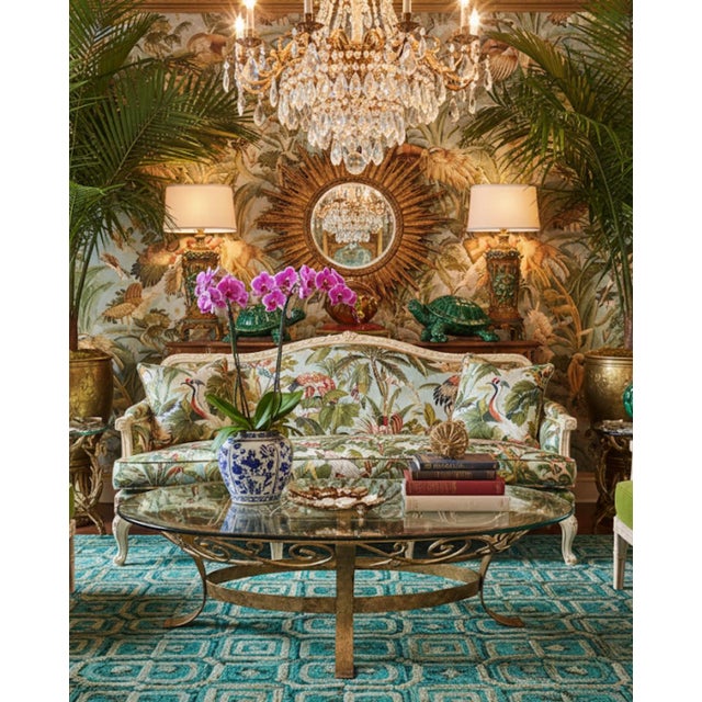 Elevate your space with this breathtaking Hollywood Regency style oval cocktail table. Originally manufactured by Lane...