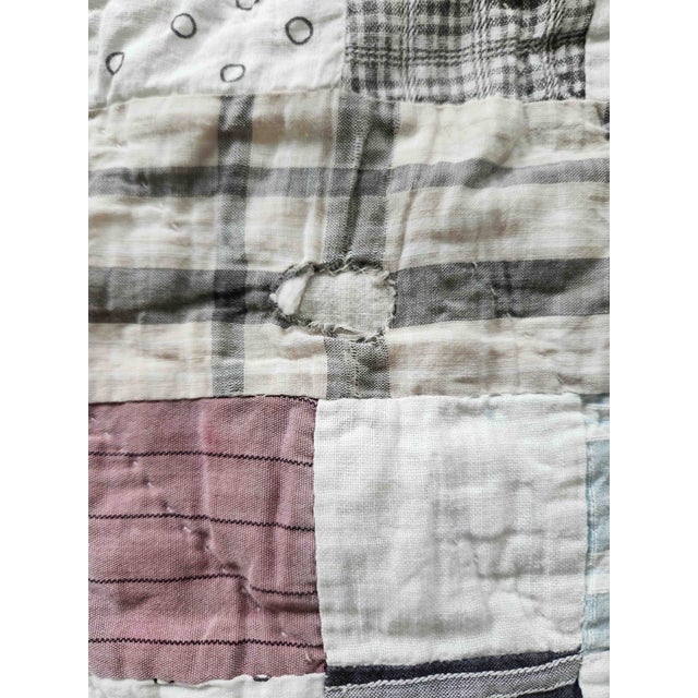 White Antique Hand Quilted Scrap Patchwork Quilt C1930s Folk Art Textile For Sale - Image 8 of 11