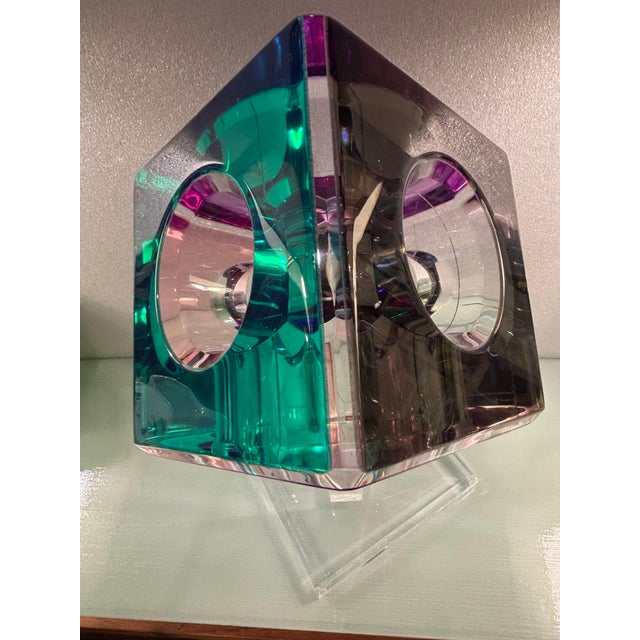 Plastic Shlomi Haziza Colorful Lucite Prismatic Modern Table Sculpture For Sale - Image 7 of 12