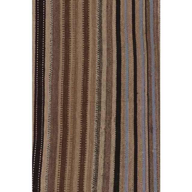Vintage Persian Kilim, Beige-Brown Stripes and Light Blue Accents - Rug & Kilim For Sale In New York - Image 6 of 8