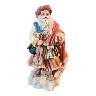 Very Detailed & Colorful Resin Holiday Christmas Statue of Santa Claus, 1990s For Sale