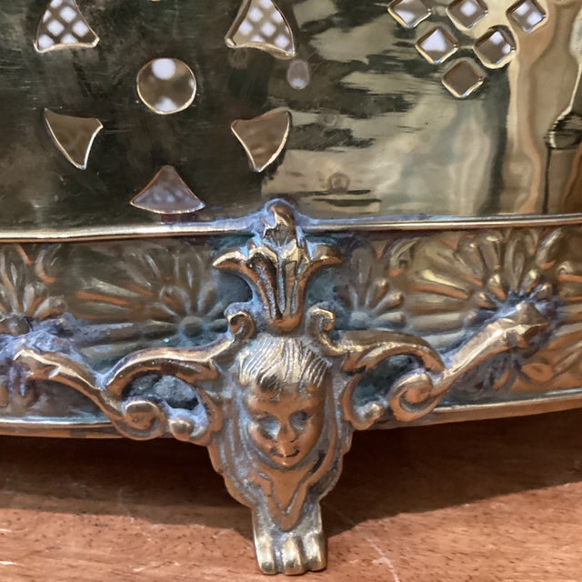 Mid 20th Century Vintage Brass Flared Rim Pierced Planter For Sale - Image 5 of 12