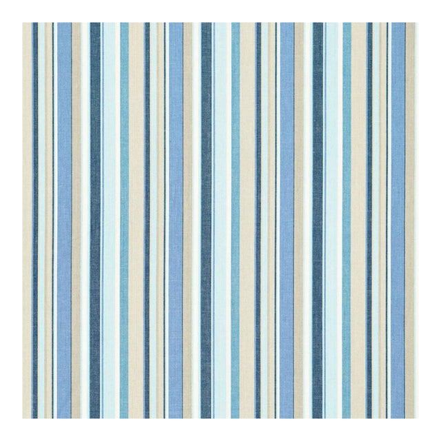 Sample - Schumacher Tybee Stripe Fabric in Ocean For Sale