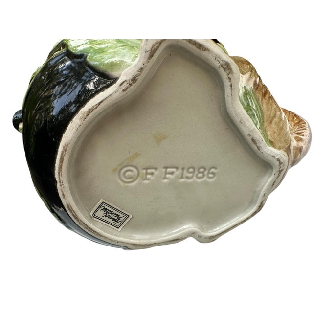 Green 1986 Vintage Fitz & Floyd Floral Leaves & Monkey Tea Pot For Sale - Image 8 of 12