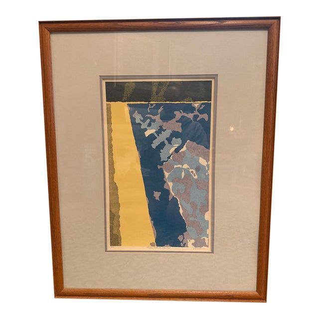 Vintage Abstract Screenprint Reflections by the Pool Signed Limited Edition 9/29 Framed For Sale