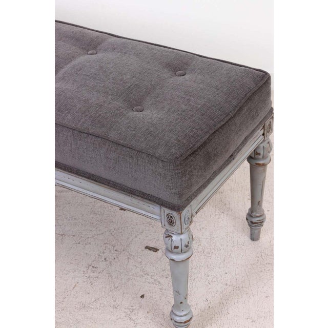 Hollywood Regency Hollywood Regency Painted Upholstered Bench For Sale - Image 3 of 15