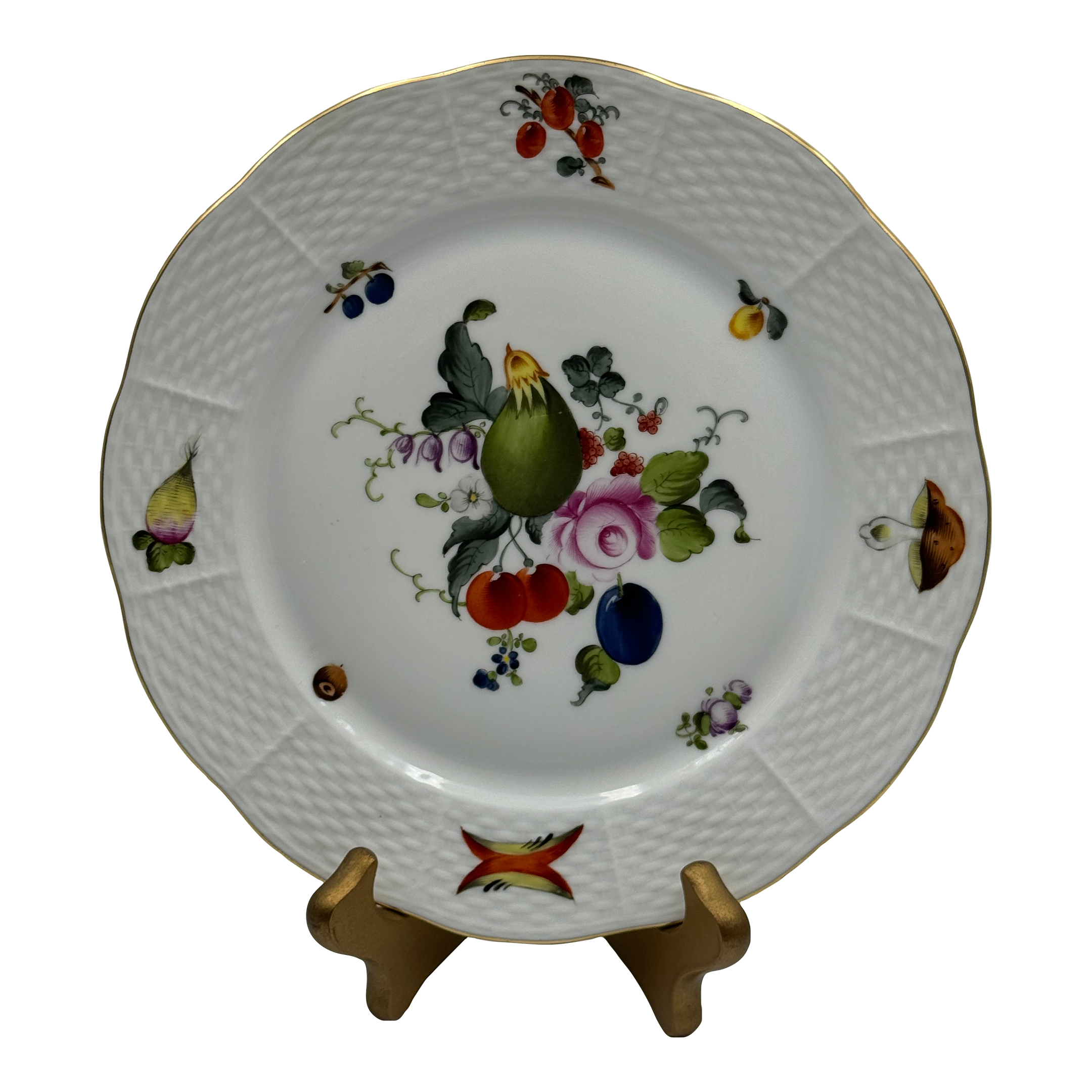 Herend Original Fruits and Flowers (Bfr) 521 Luncheon Plate | Chairish