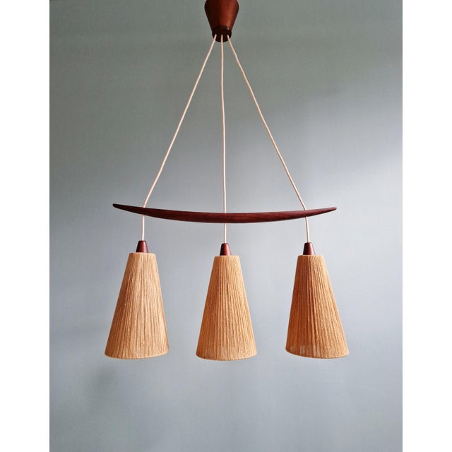 Mid-Century Teak and Sisal Rope Chandelier from Temde, 1960s For Sale - Image 15 of 18