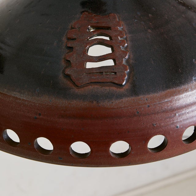 Danish Maroon Ceramic Pendant Light, 1960s For Sale In Chicago - Image 6 of 9