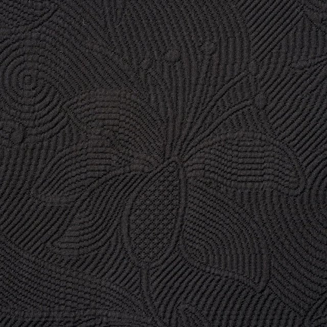 Contemporary Sample - Schumacher Quilted Scroll Matelasse Fabric in Pitch Black For Sale - Image 3 of 3