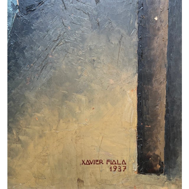 Modern Xavier Albert Fiala, L'homme assis, Oil on Wood For Sale - Image 3 of 10