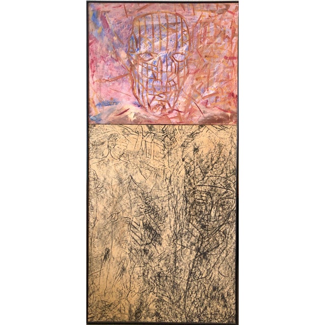 Late 20th Century Joseph Nechvatal, Post Conceptual Digital Artist Oil Painting Screenprint Diptych Joseph Nechvatal, 1985 For Sale - Image 5 of 12