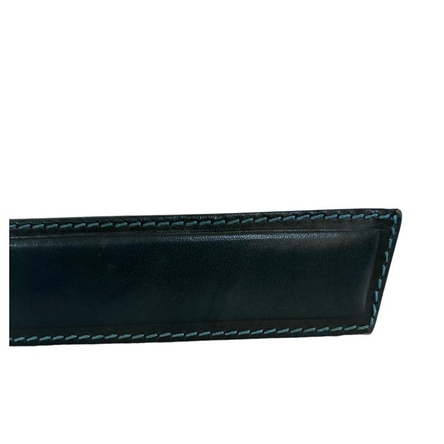 2010s Pigeon & Poodle Hunter Green Leather Tray Set For Sale - Image 5 of 10