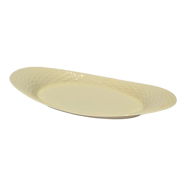 Mid-20th Century Lenox Special Oval Platter Basket Weave Pattern Fine Ceramic Ivory Porcelain For Sale