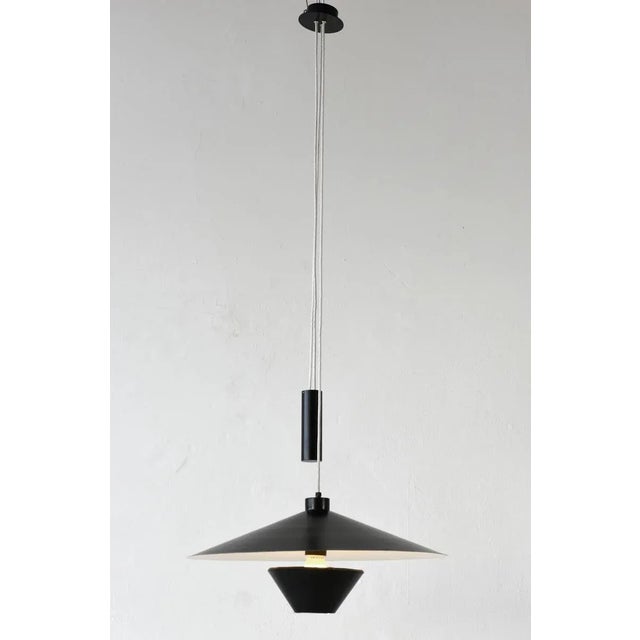 Black Black & White Metal Pendant from Baltensweiler, 1960s For Sale - Image 8 of 8